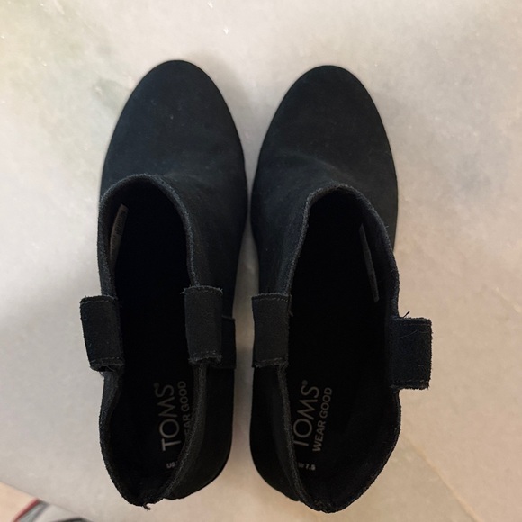 TOMS Black Suede Ankle Booties - Picture 3 of 6